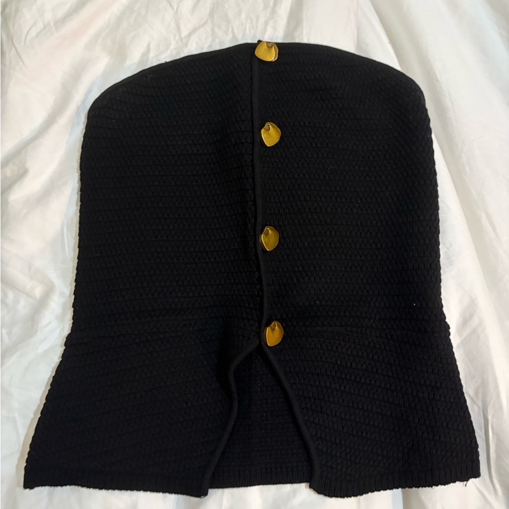 Zara Black Strapless Top with Gold Buttons